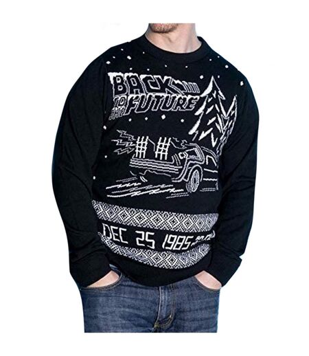 Back To The Future Unisex Adult Christmas Time Knitted Jumper (Black/White)