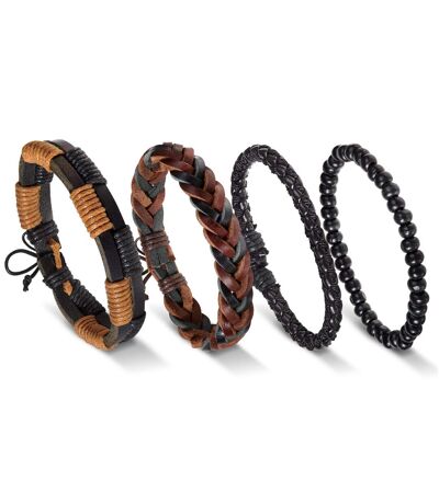 Pack of 4 Men's Bracelets - Brown Black