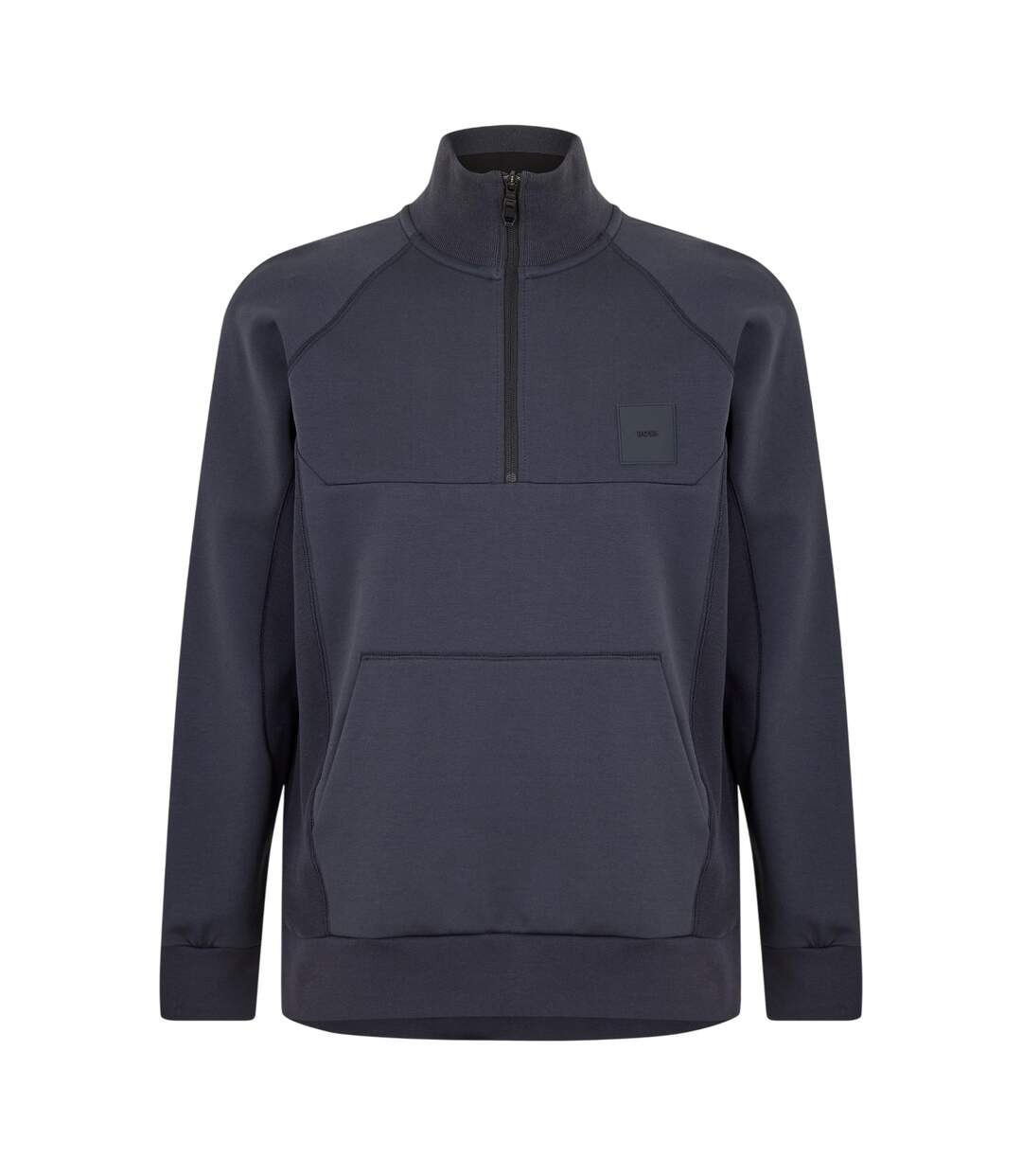 Mens Badge Quarter Zip Sweatshirt Dark Blue Melange Boss-1