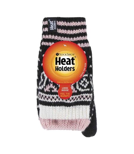 Ladies Warm Fairisle Patterned Thermal Fingerless Converter Gloves