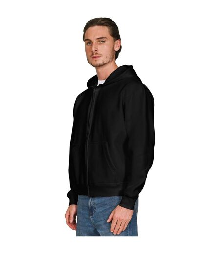 Unisex Adult Combed Cotton Oversized Full Zip Hoodie Black Casual Classics