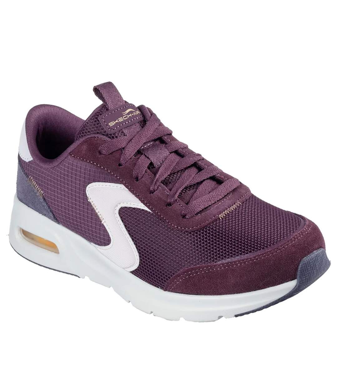 Womens/ladies skech-air court air wave suede trainers burgundy/white Skechers-1
