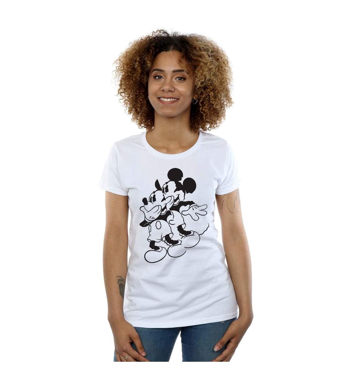 Disney T-shirt en coton Mickey Mouse Shake Femme/Ladies (Blanc) - UTBI33195-2