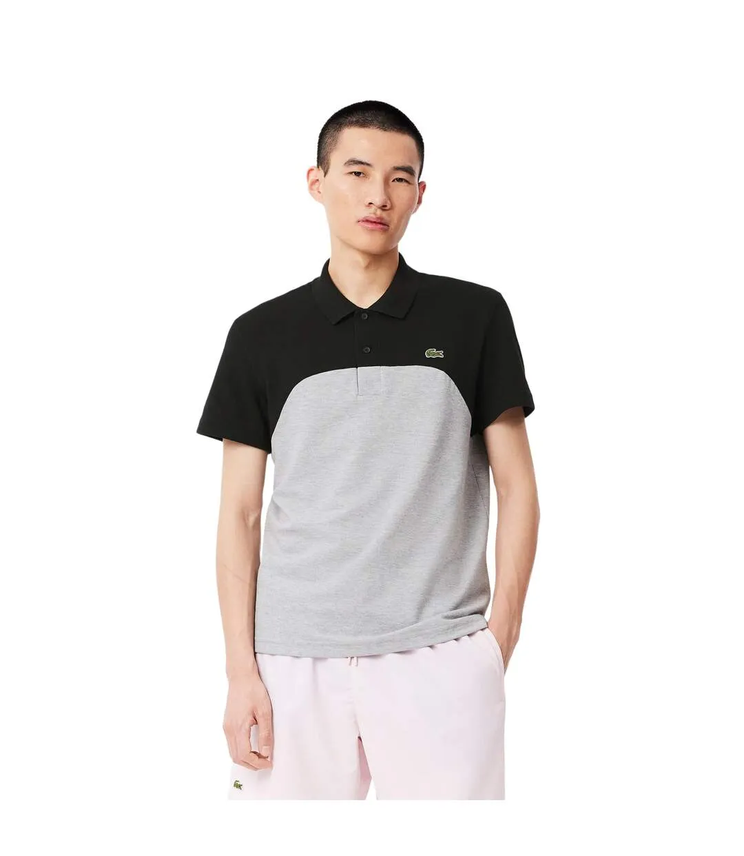 Mens Colour Block Polo Shirt Grey Lacoste-3