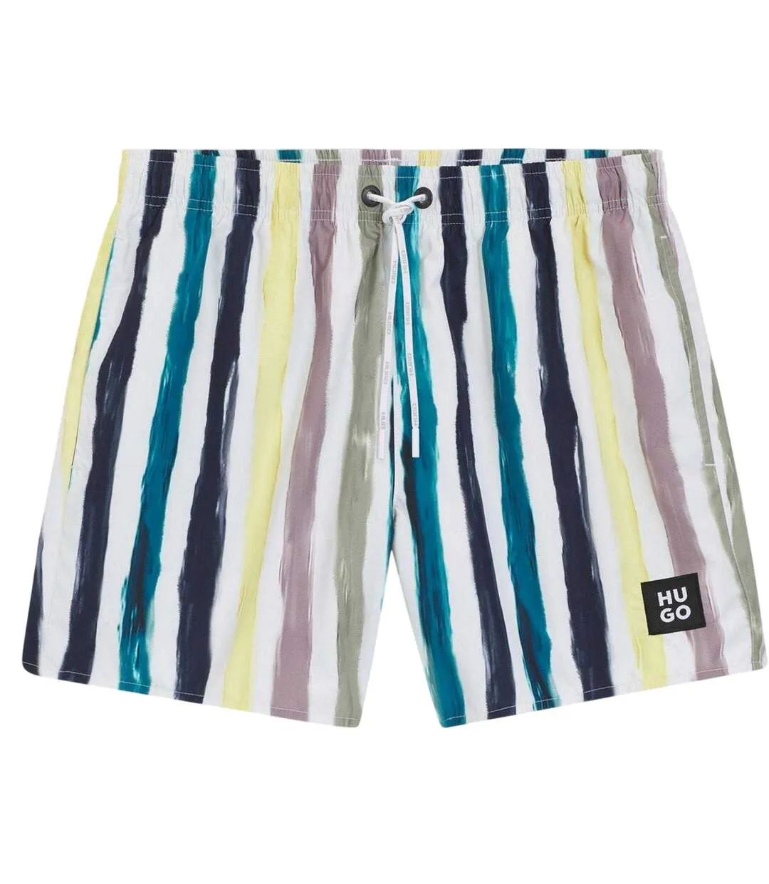 Short De Bain Motif/style Rayures Contrastées Homme Vert Clair Hugo-2
