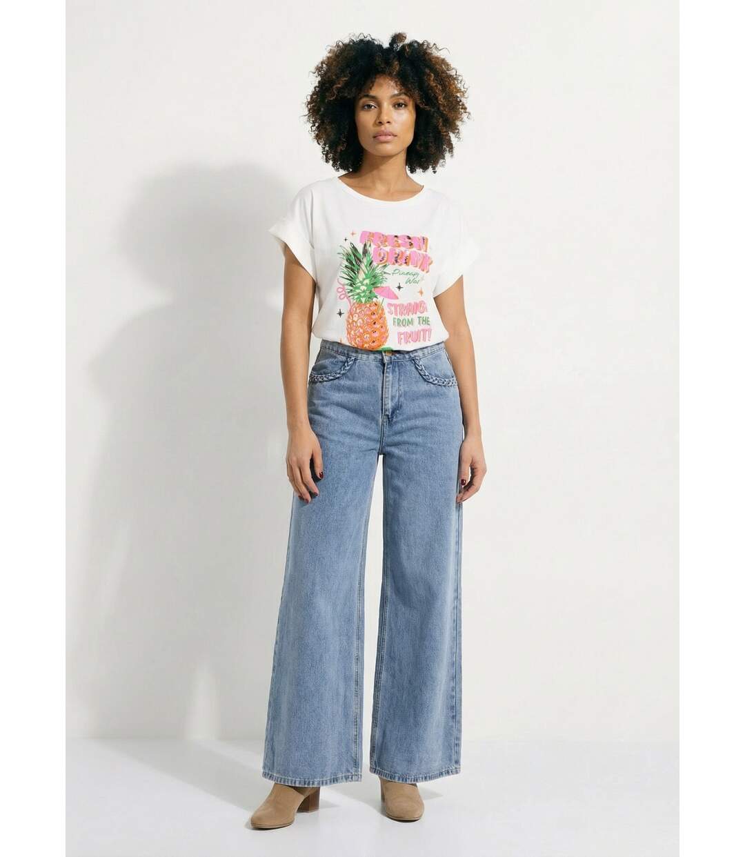 T-shirt col rond sérigraphie Pineapple-3