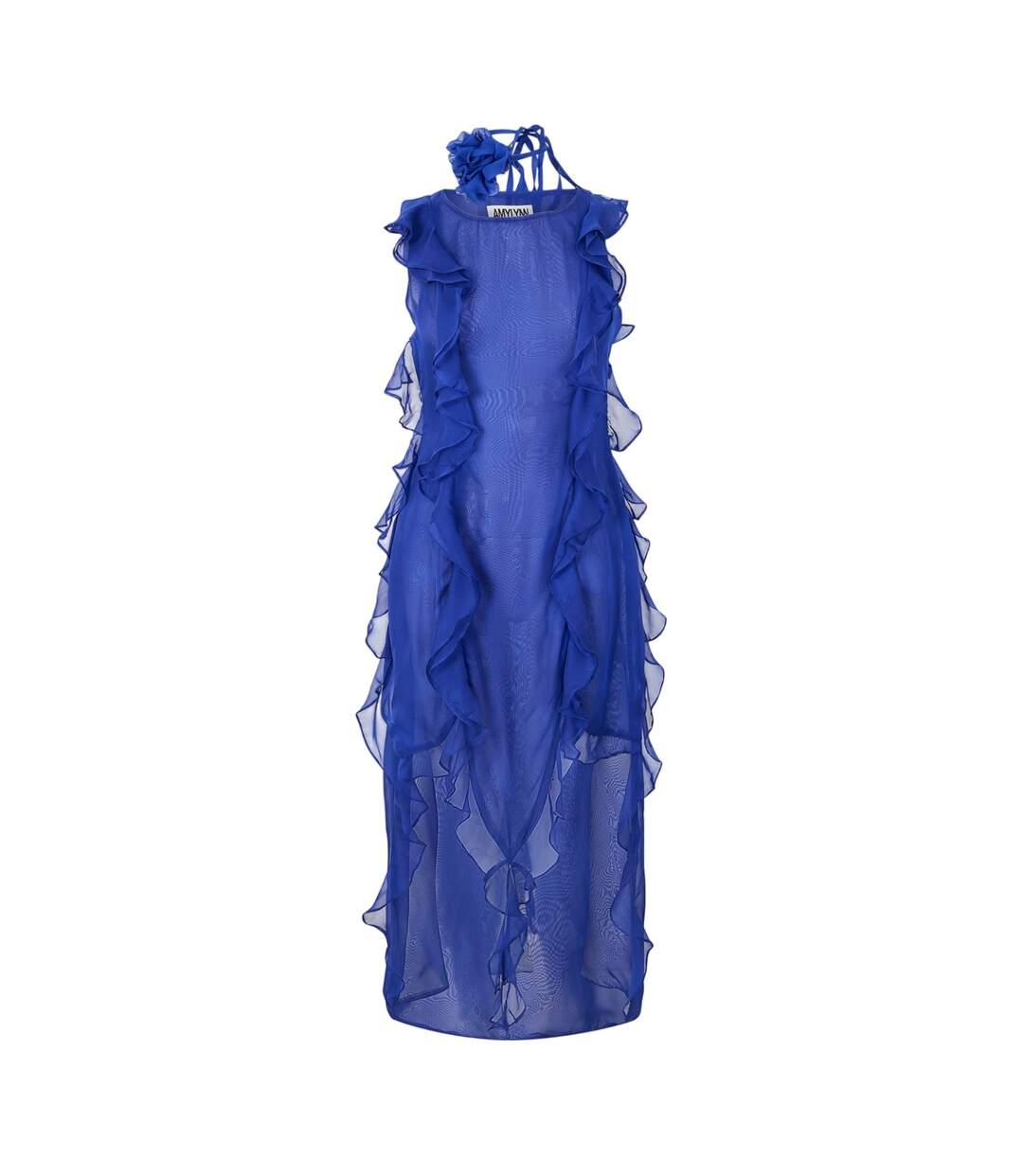 Womens/ladies Ruffled Halter Neck Maxi Dress Blue AmyLynn-2