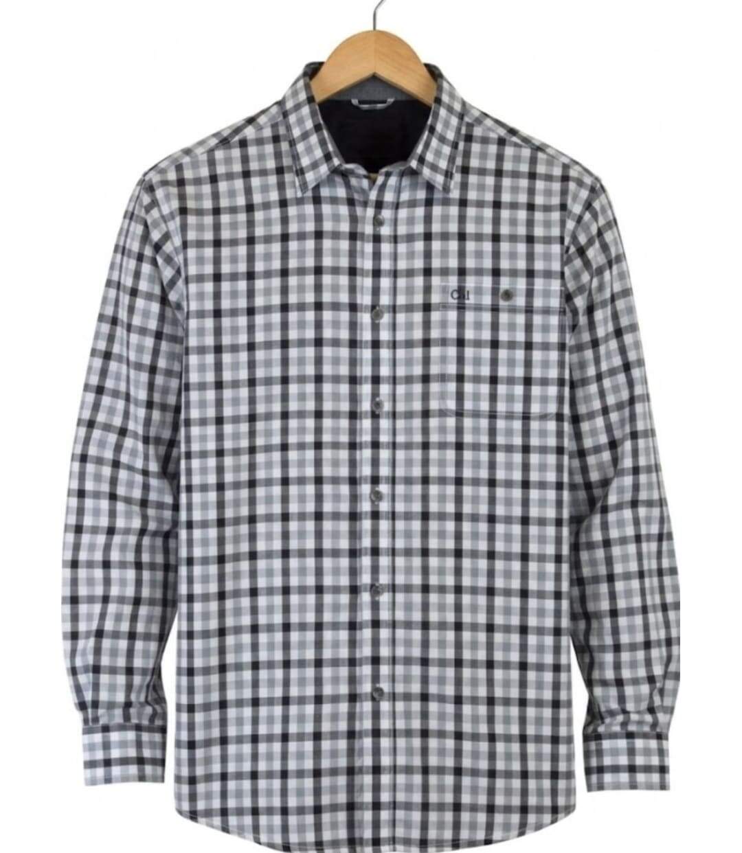 CHALLENGER CH2012 — Chemise à carreaux manches longues gris et noir : légèreté en popeline de coton et coupe confort-2