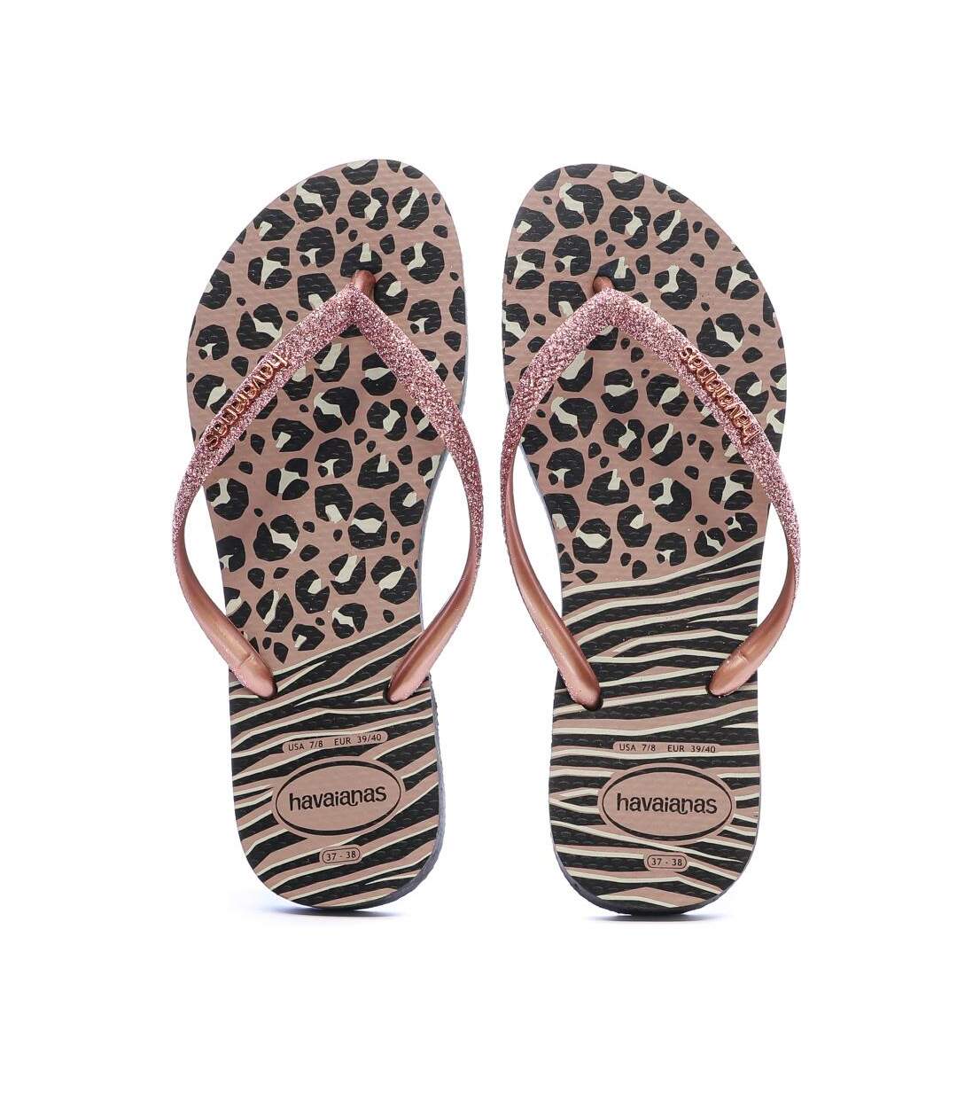 Tongs noir/rose havaianas slim animal infradito-3