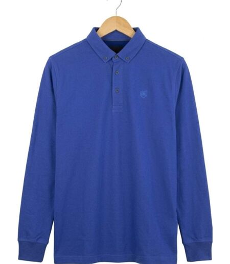 CHALLENGER NATHAN1 — Polo manches longues bleu piqué : le chic décontracté au quotidien