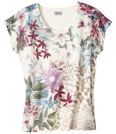 Women's Tropical Breeze Floral T-Shirt - Multi-Color Print