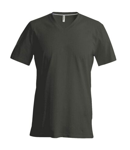 Kariban Mens Short Sleeve V Neck Slim Fit T-Shirt (Grey)