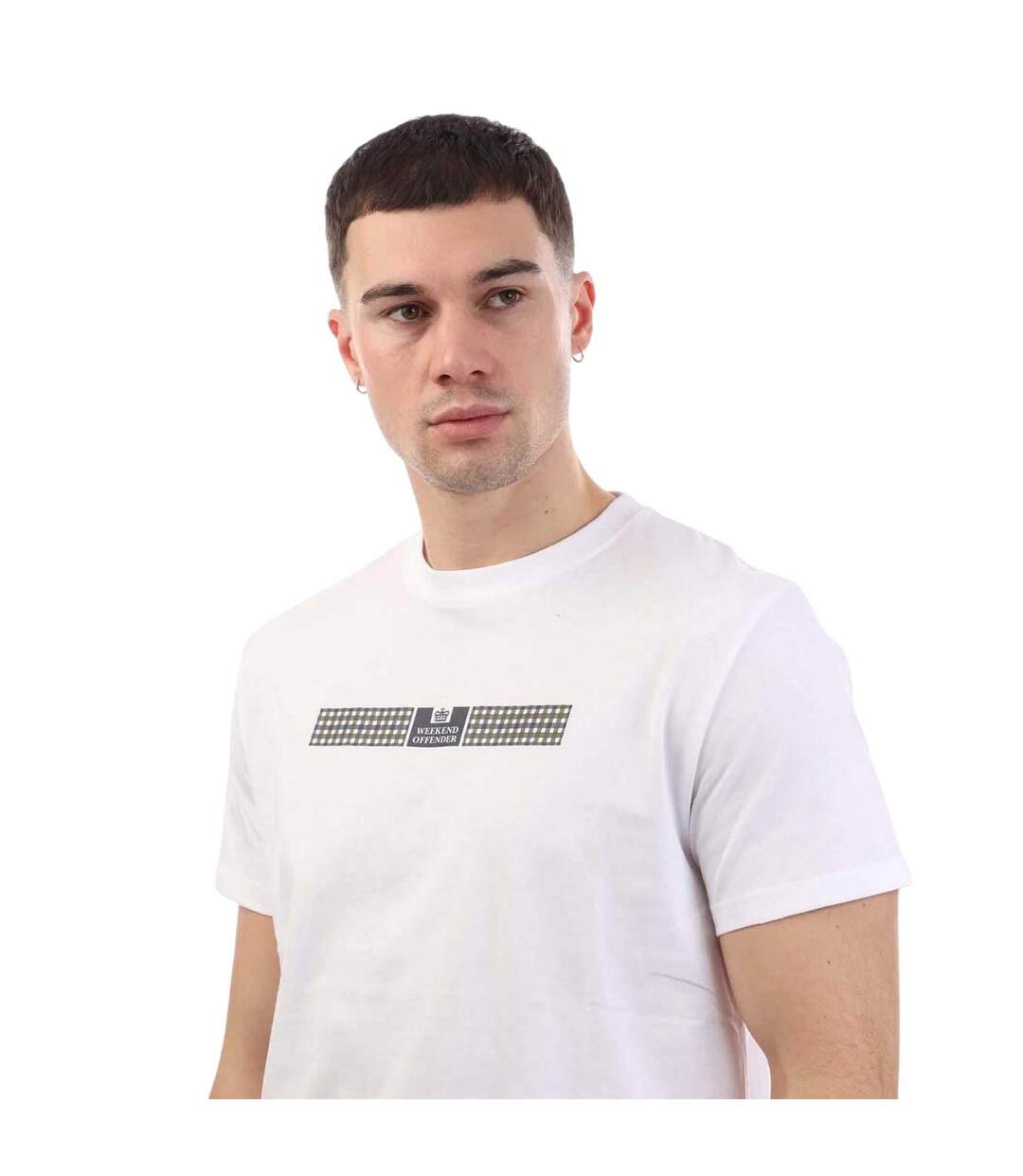T-shirt Motif/style À Carreaux Shareck Homme Blanc Weekend Offender-4