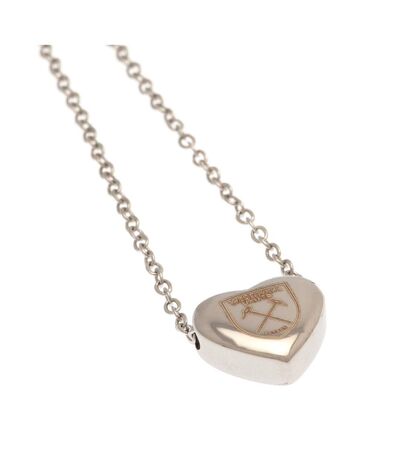 West Ham United FC Stainless Steel Heart Necklace & Pendant (Gray/Silver) (One Size) - UTTA10858