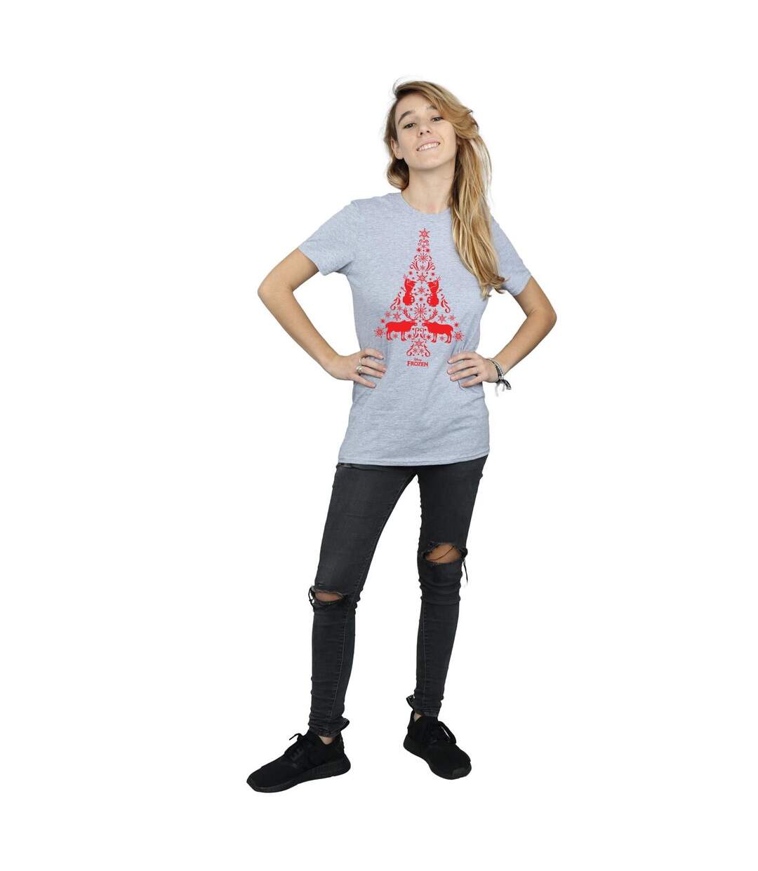 Disney - T-shirt FROZEN CHRISTMAS TREE - Femme (Gris chiné) - UTBI24687-4