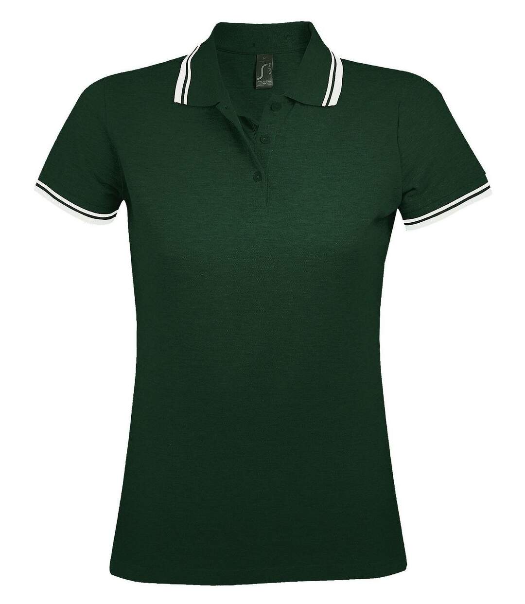 Polo femme - 00578 - vert forêt et blanc