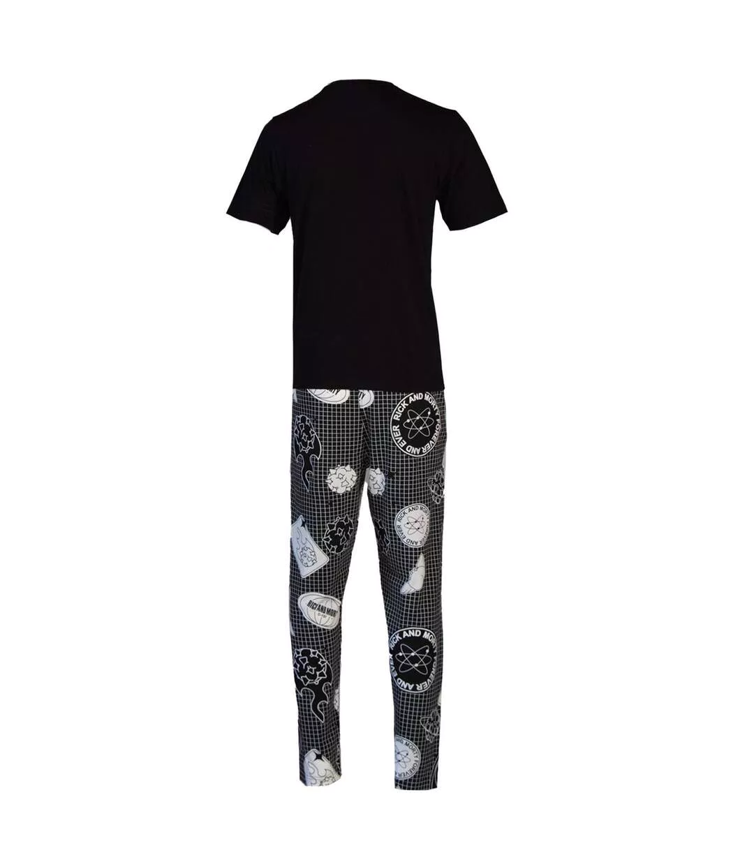 Ensemble De Pyjama Motif/style Quadrillage Homme Noir Blanc Rick And Morty-2