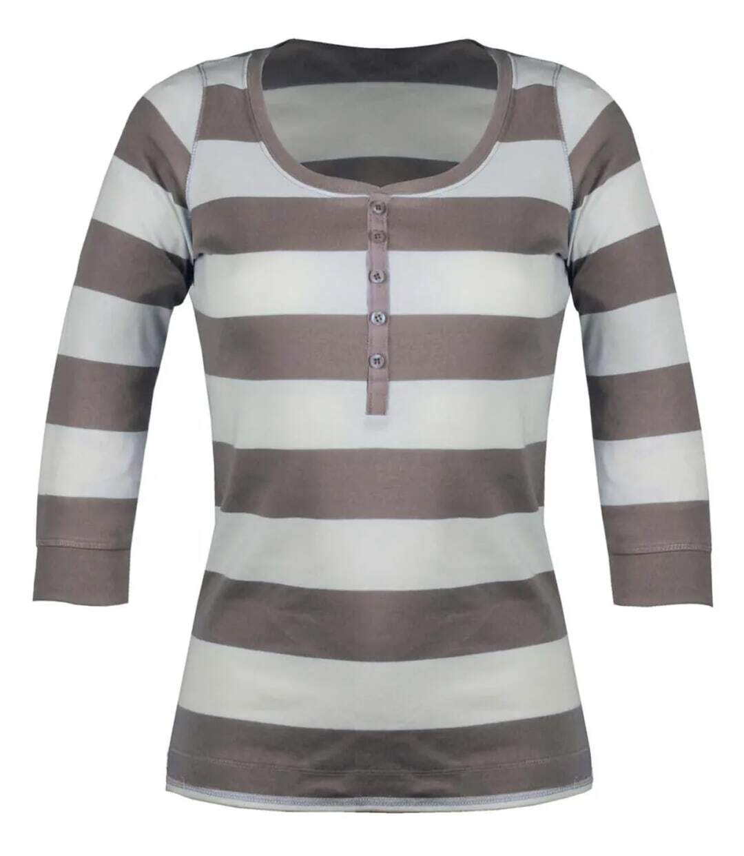 MAYFLOWER DOMINGO1 - Tee-shirt manches 3/4 beige en pur coton avec col boutonné-5