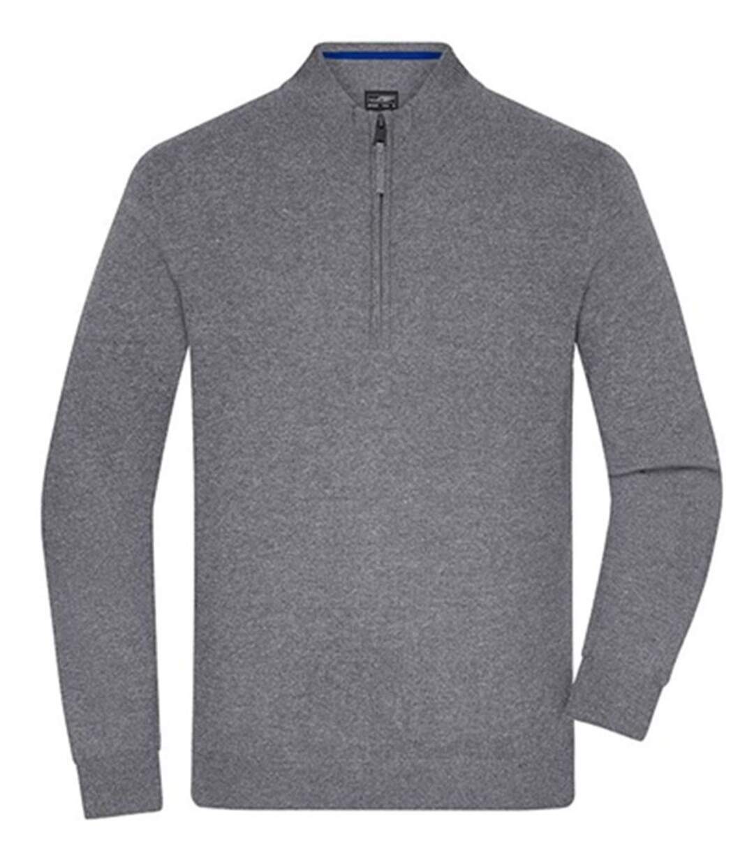 Pull col zippé - Homme - JN1324 - gris chiné-1