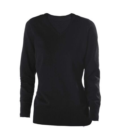 Kariban Womens/Ladies Cotton Acrylic V Neck Sweater (Black) - UTPC3814