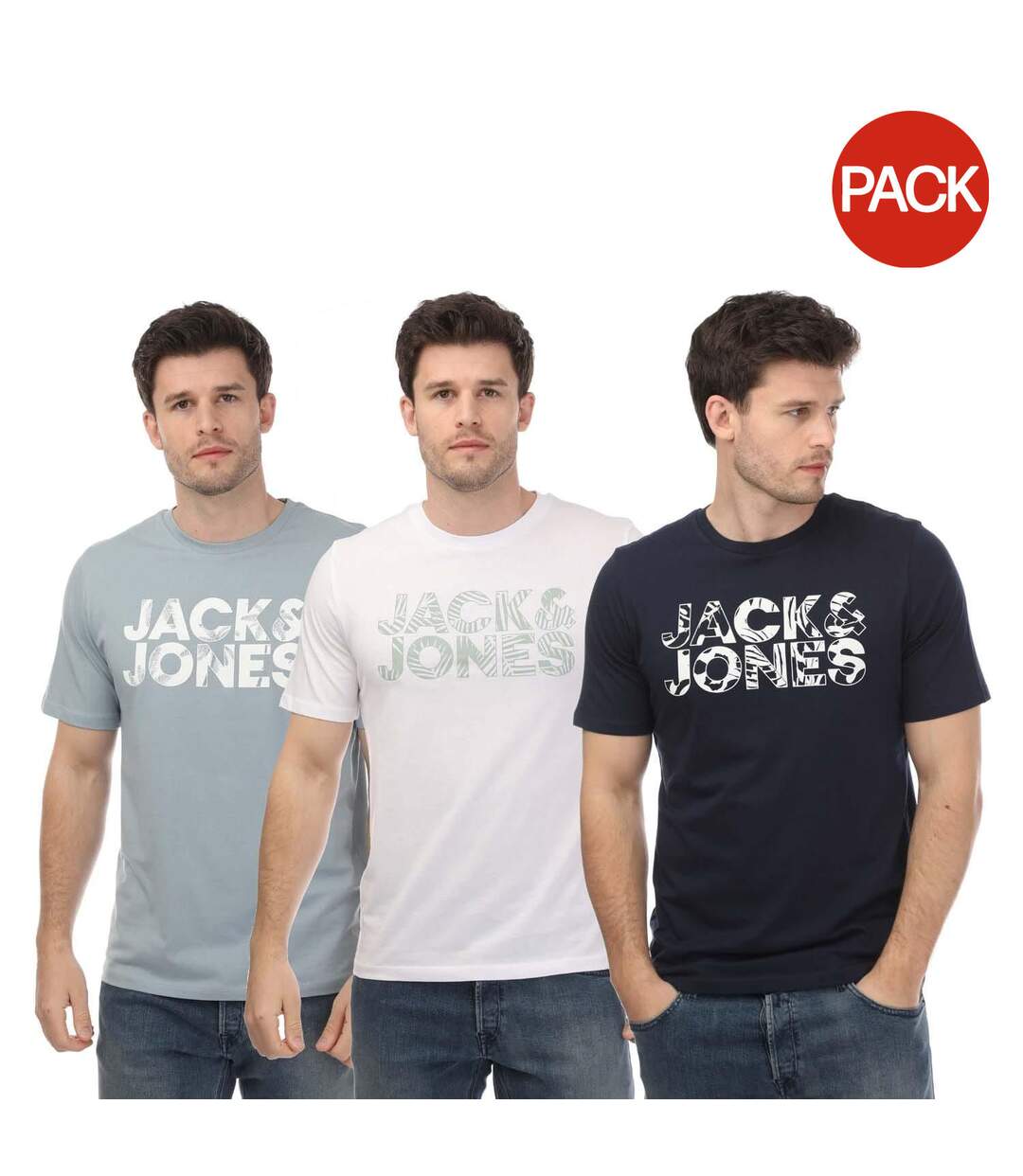 T-shirts homme bleu / blanc / gris Jack And Jones-1
