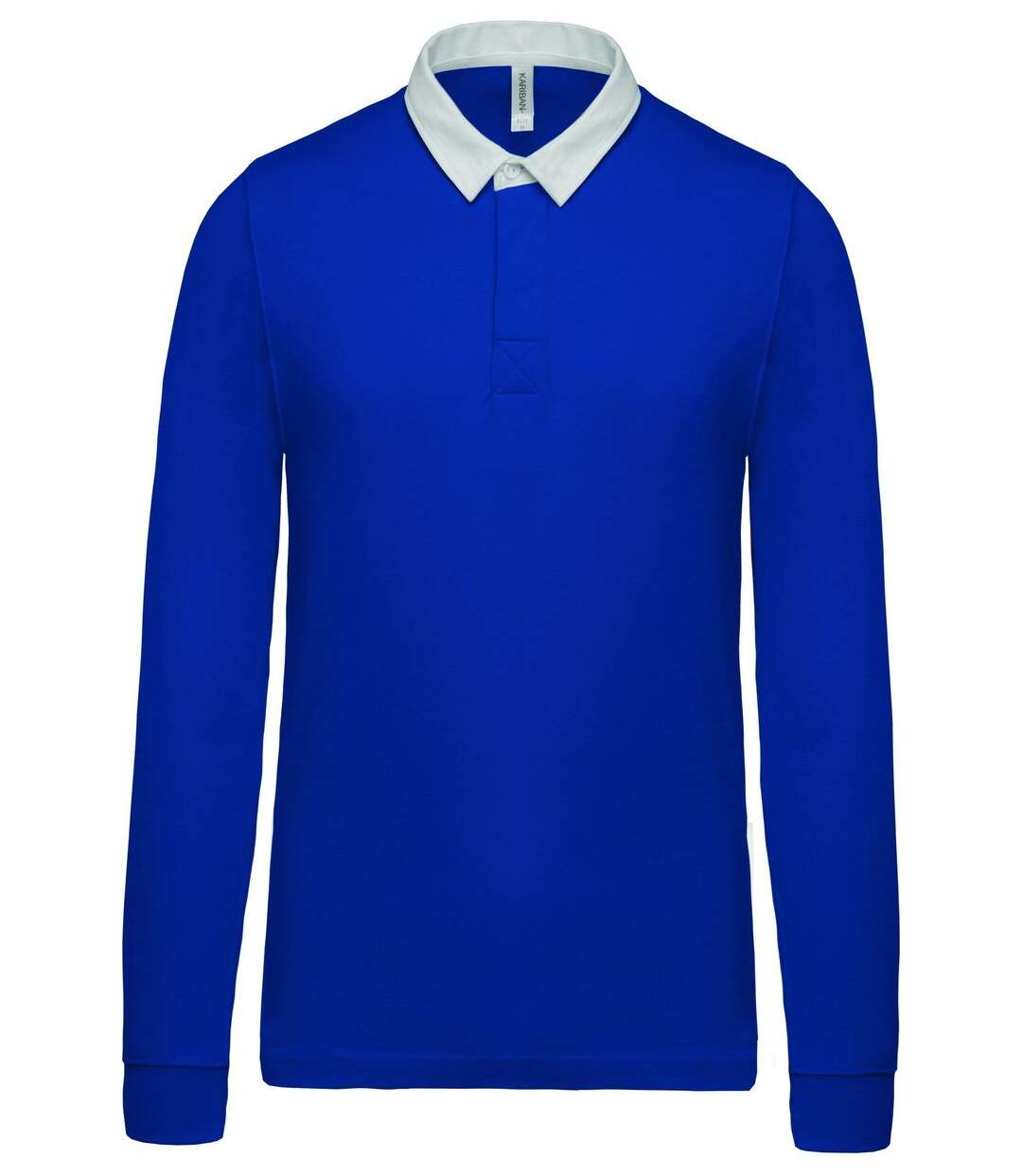 Polo homme rugby - manches longues - K213 - bleu roi - col contrasté