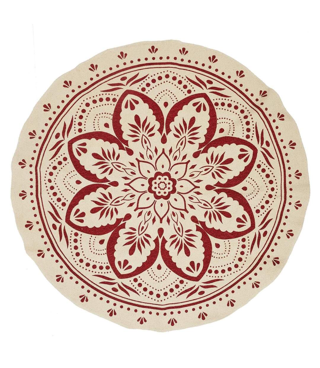 Tapis Rond Imprimé Mandala 120cm Terracotta-1
