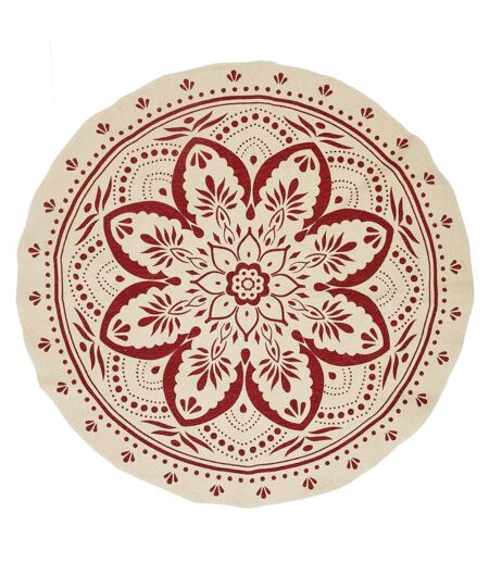 Tapis Rond Imprimé Mandala 120cm Terracotta
