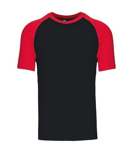 T-shirt bicolore baseball - Homme - K330 - noir et rouge