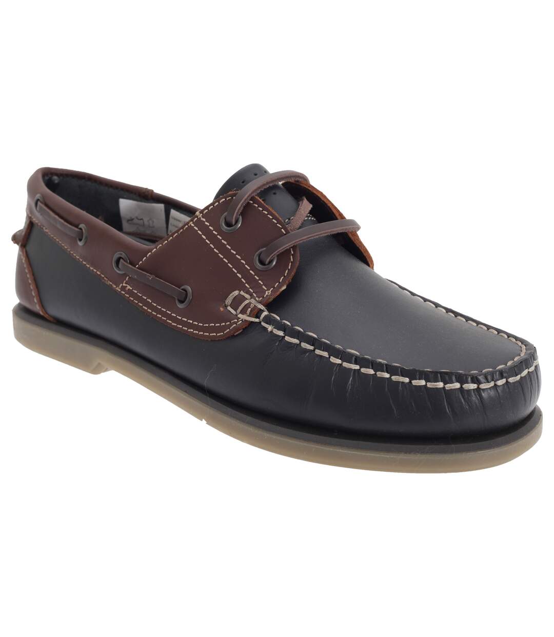 Dek Mens Moccasin Boat Shoes (Navy Blue/Brown Leather) - UTDF676 ...