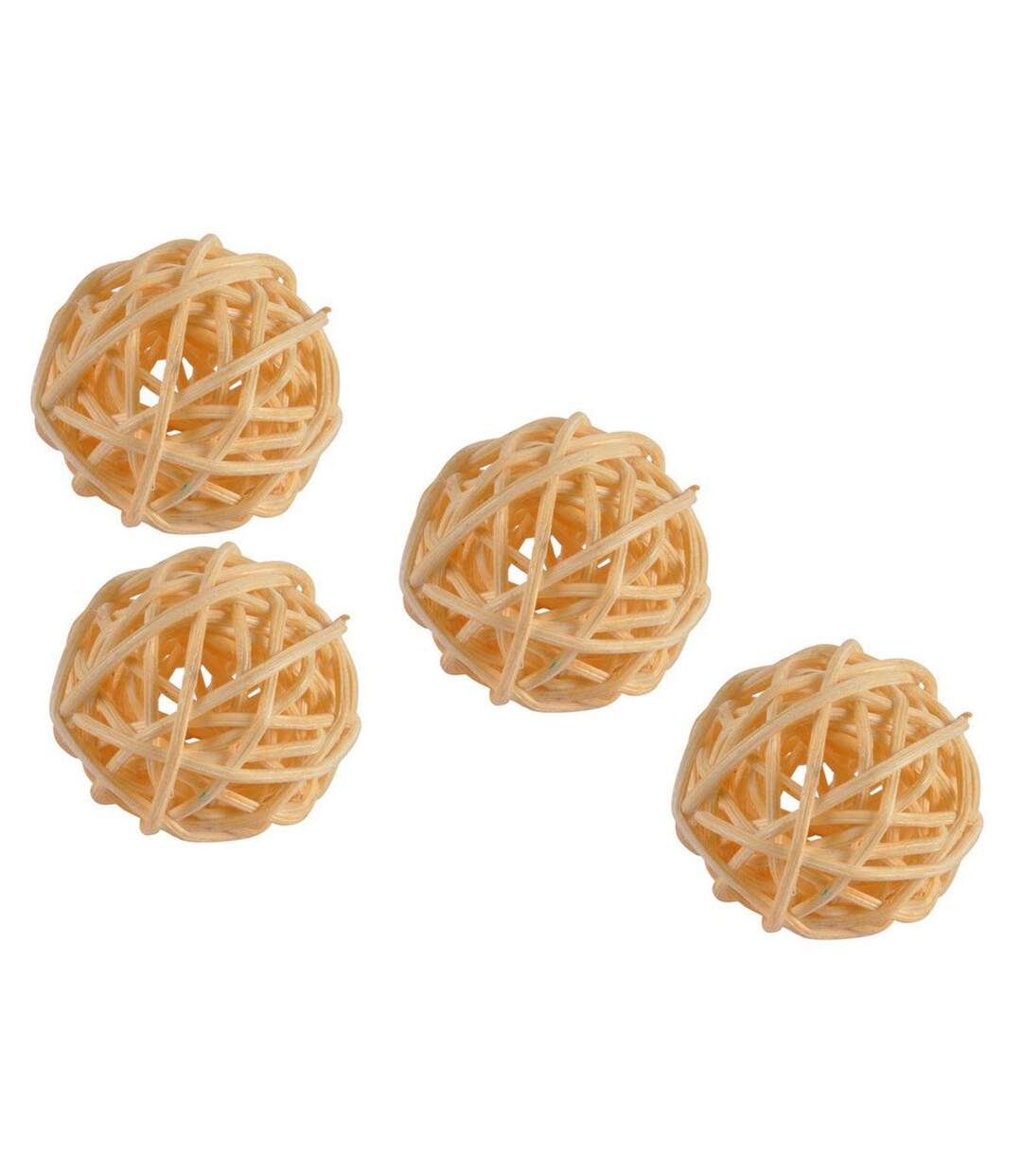 Lot de 10 Boules Décoratives Rotin 3cm Ecru-1