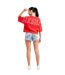 Womens/ladies branded crop t-shirt red SikSilk-2