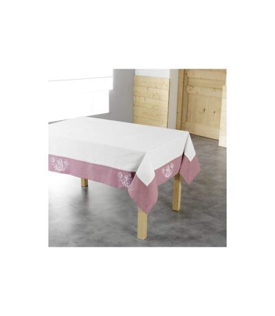 Nappe Brodée Bonheur 140x240cm Rose