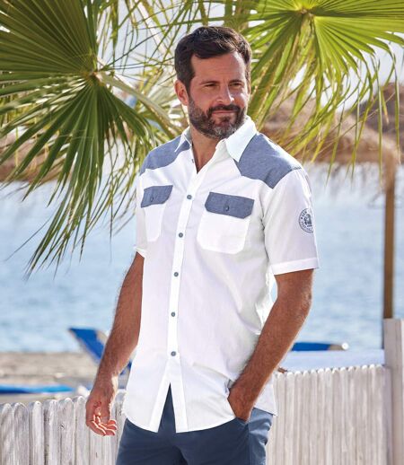 Bílá popelínová košile Palm Coast s krátkým rukávem