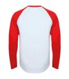 Skinnifit Mens Raglan Long Sleeve Baseball T-Shirt (White/ Red)