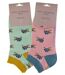 2 Pair Multipack Ladies Bamboo Trainer Socks | Miss Sparrow | Breathable Novelty Animal Patterns Socks