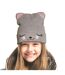 Bonnet Enfant Chat 21cm Gris & Rose-4