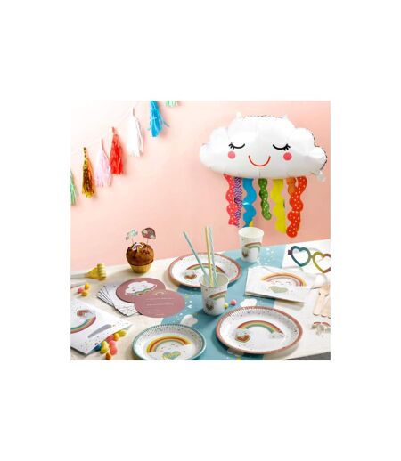Lot de 6 Assiettes en Carton Nuage Rainbow 23cm Blanc