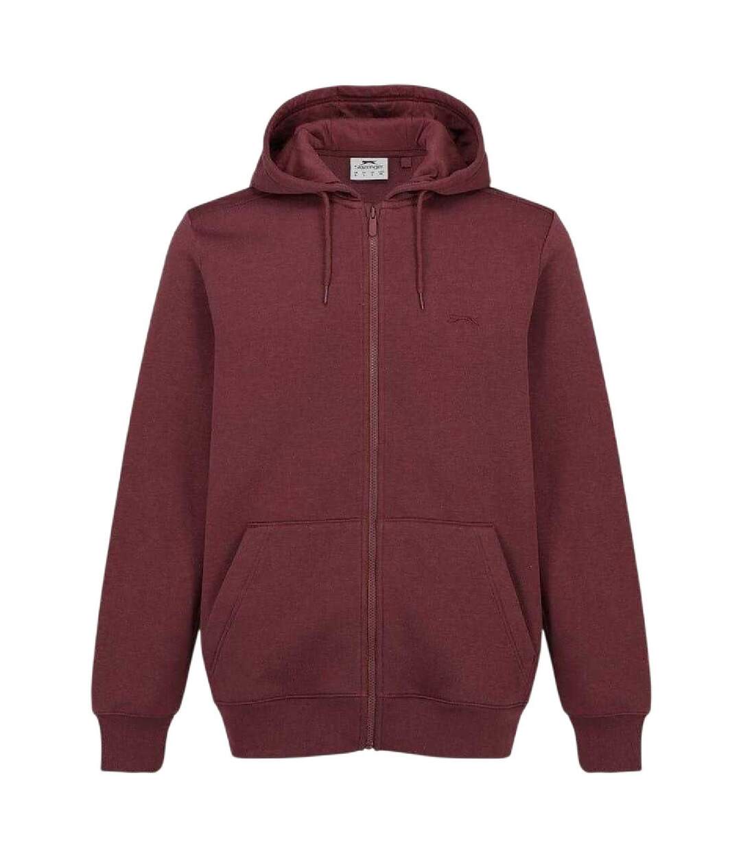 Mens Polycotton Full Zip Hoodie Burgundy Slazenger-1