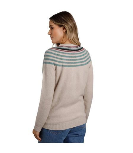 Womens/ladies sinatra patterned knitted jumper ecru Weird Fish