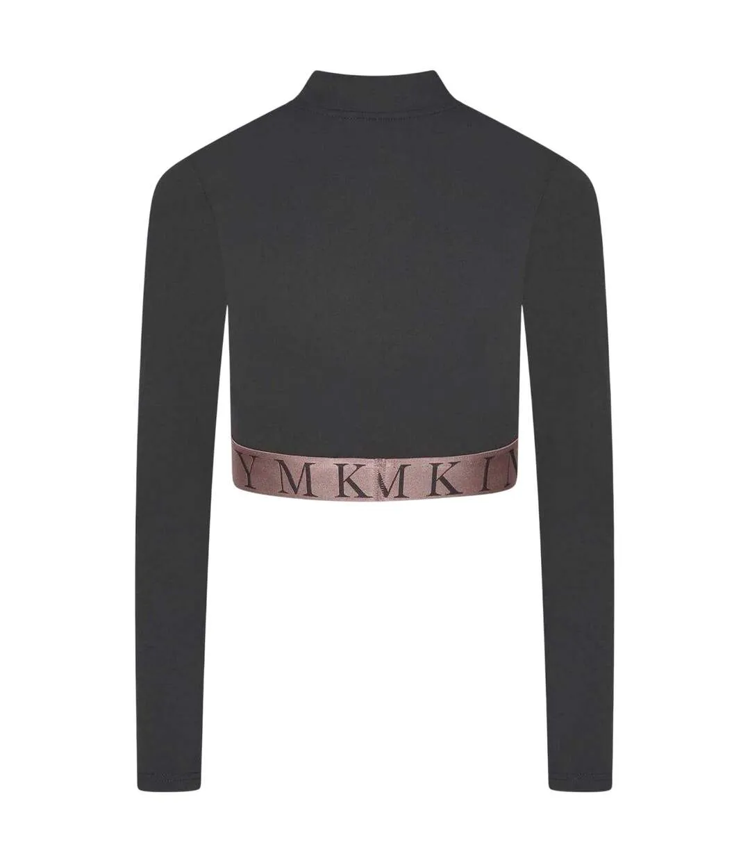 Womens/ladies Impact Half Zip Crop Top Slate Peach Gym King-2