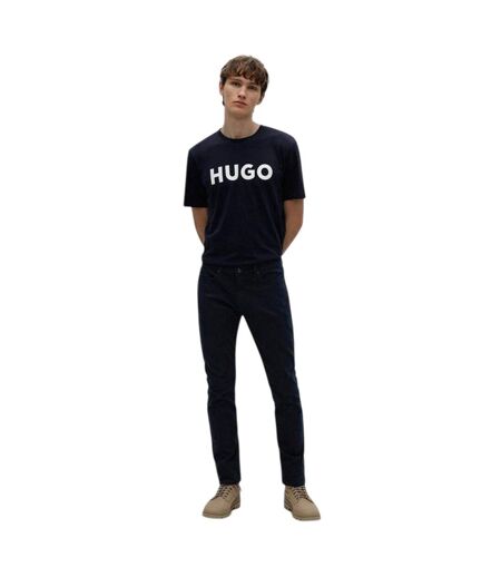 Mens Dulivio Contrast Logo T-shirt Black Iris Navy White Hugo