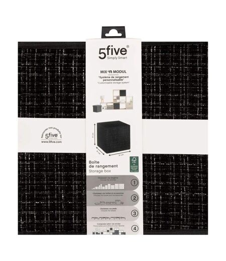 Boîte de Rangement Imprimé Tweed 31x31cm Noir