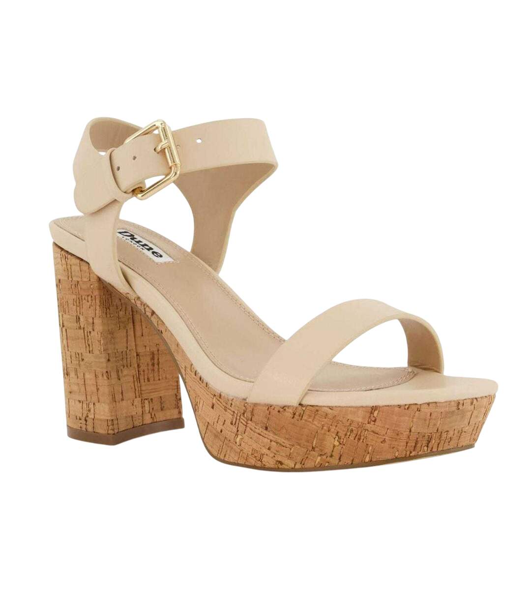 Womens/ladies Jarell Leather Platform Block Sandals Ecru Dune London-3