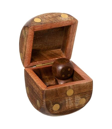 Jeu de Dés Déco Bois 6cm Marron