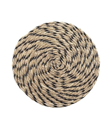 Set de Table Rond en Paille Nala 38cm Naturel & Noir