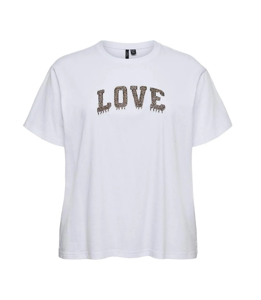 T-Shirt blanc/doré femme vero moda vmloretta-2