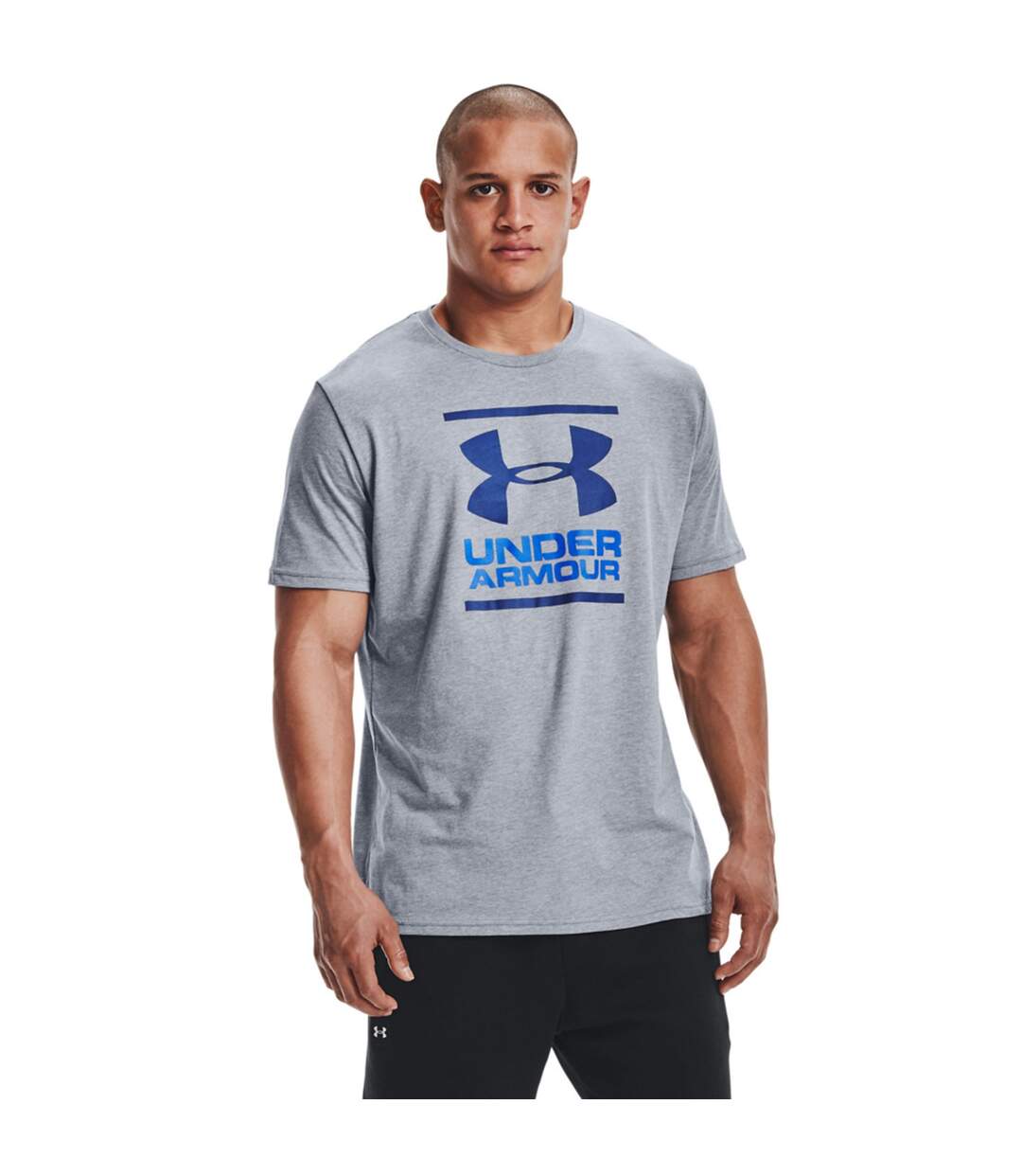 Under Armour - T-shirt FOUNDATION - Homme (Gris clair chiné / Bleu / Bleu foncé) - UTRW8342