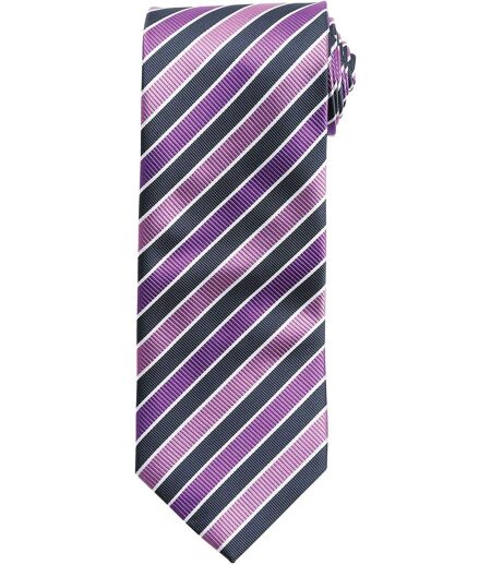 Cravate rayures colorées - PB766 - rayé bleu marine et violet
