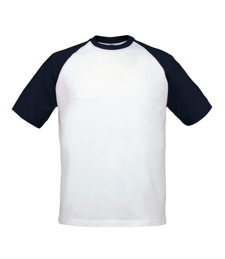 T-shirt Baseball Adulte Blanc Rouge B&C